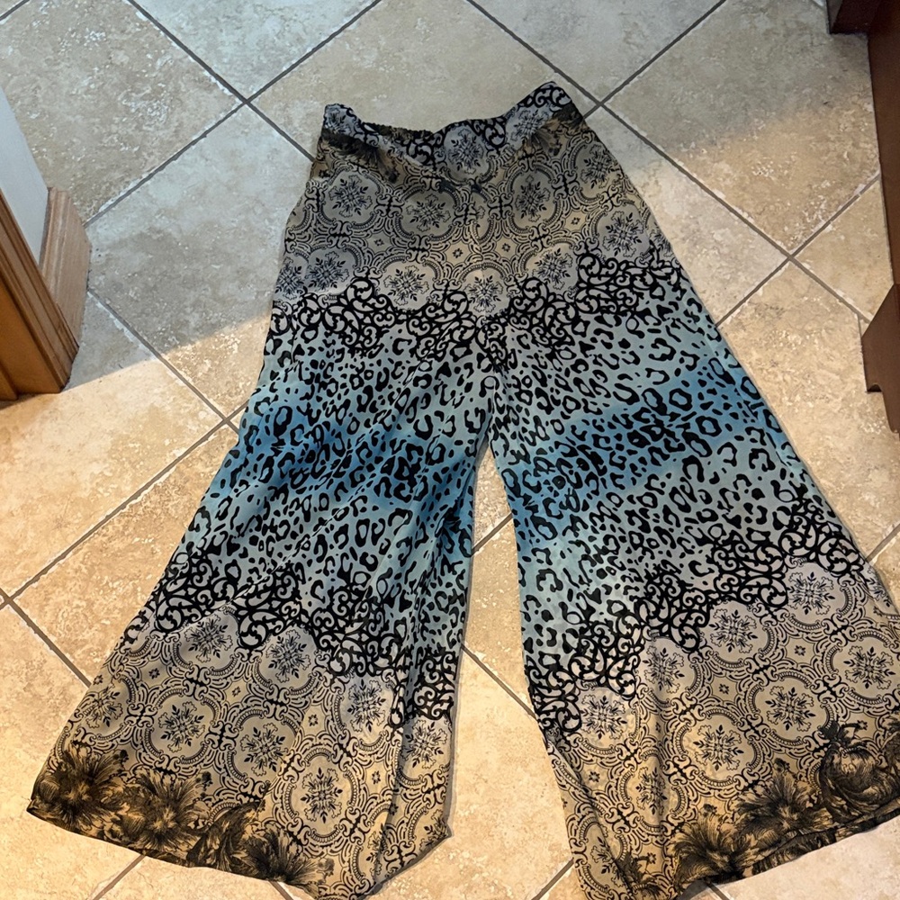 Boho Animal Print Wide-Leg Pants